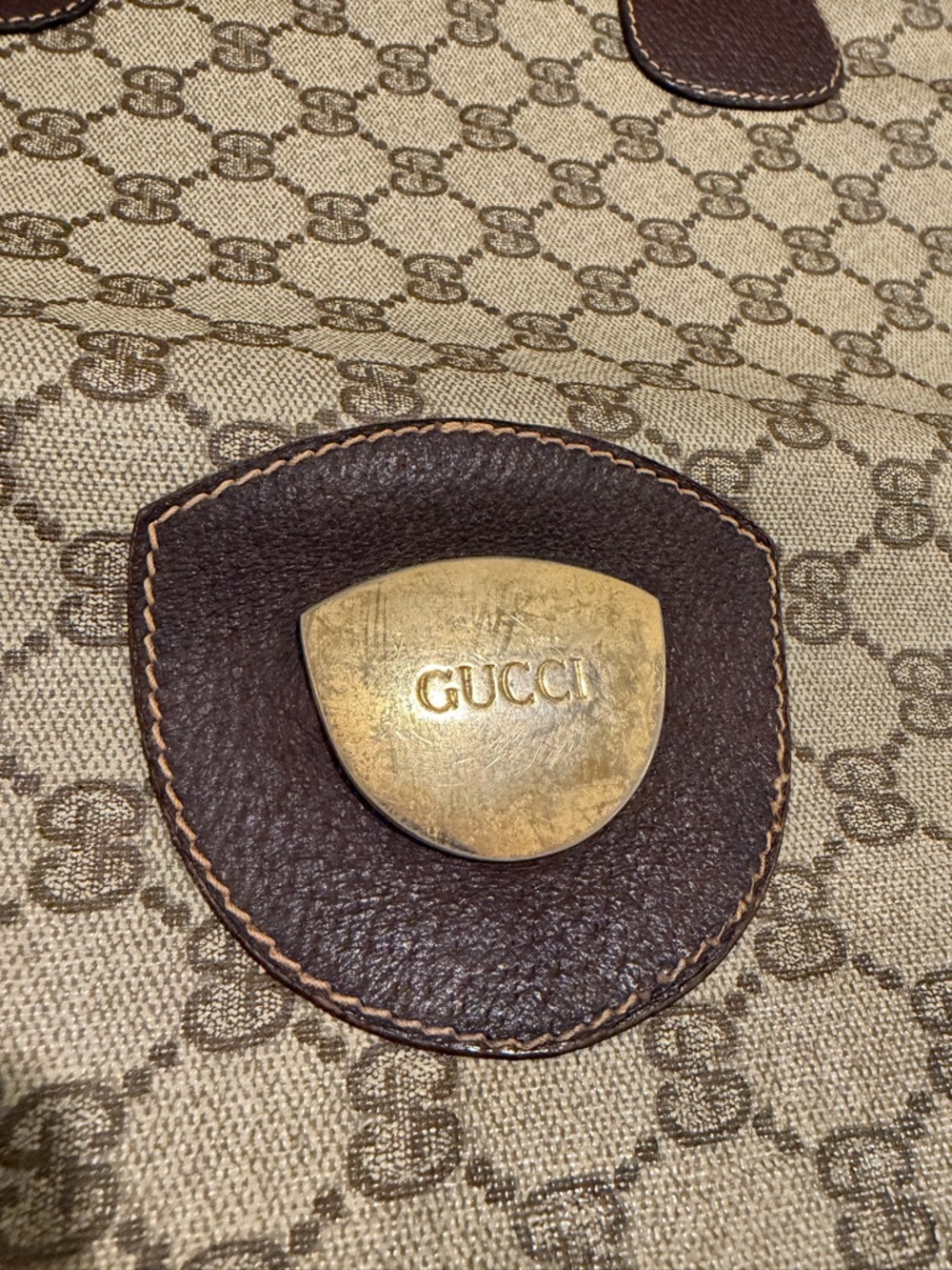 Gucci Vintage Tote Bag Monogram Tote Bag 1970s Canvas Beige - Picture 2 of 12